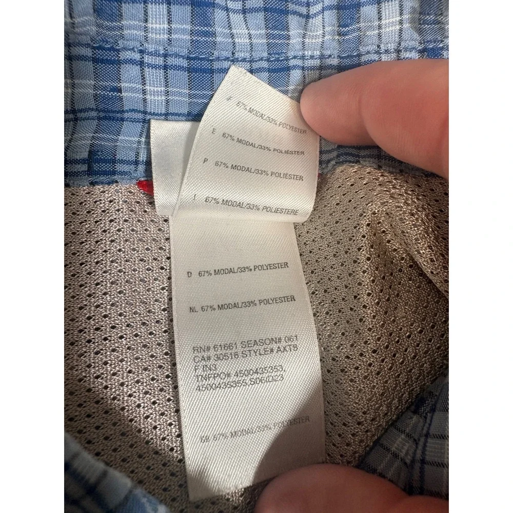 The North Face Mens XL Blue Plaid Short Sleeve Button Up Hiking Shirt